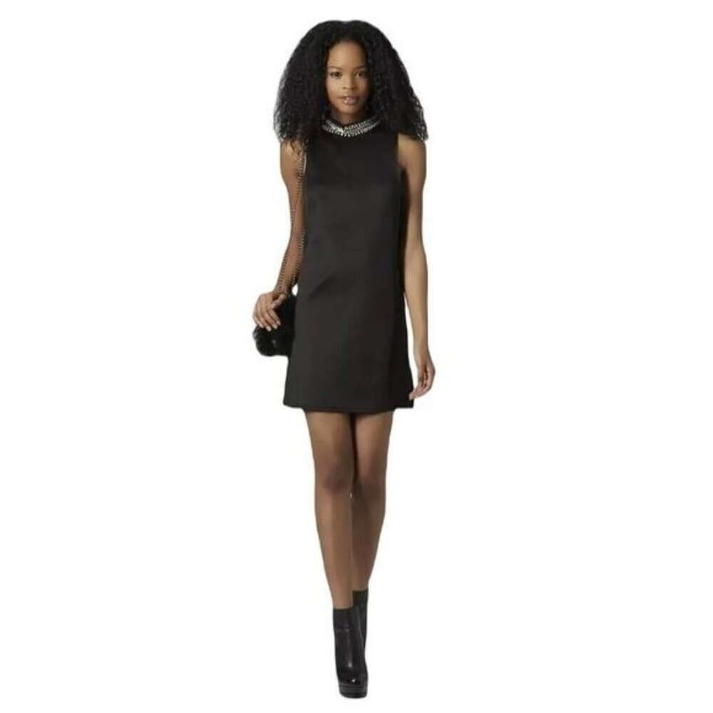New TOPSHOP Embellished High Neck Dress Tunic Black‎ 2